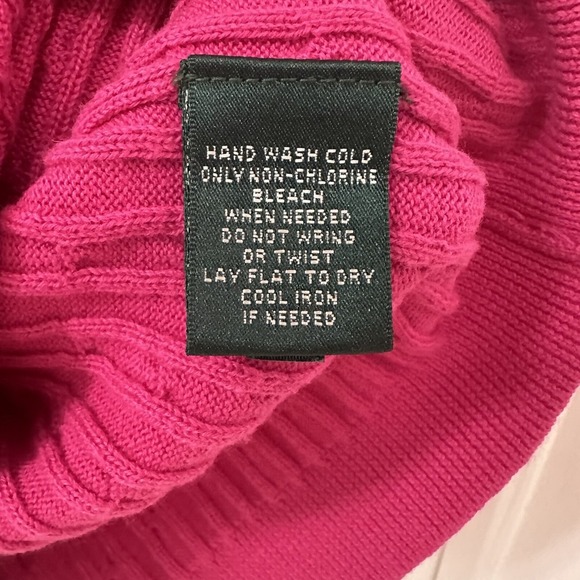 Ralph Lauren Active Cable Knit Sweater Womens Pink V Neck Long Sleeve Medium - Picture 7 of 9